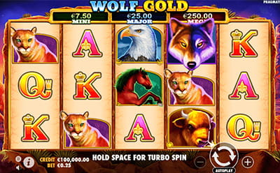 لعبة سلوتس Wolf Gold من إنتاج شركة برمجيات Pragmatic Play 
